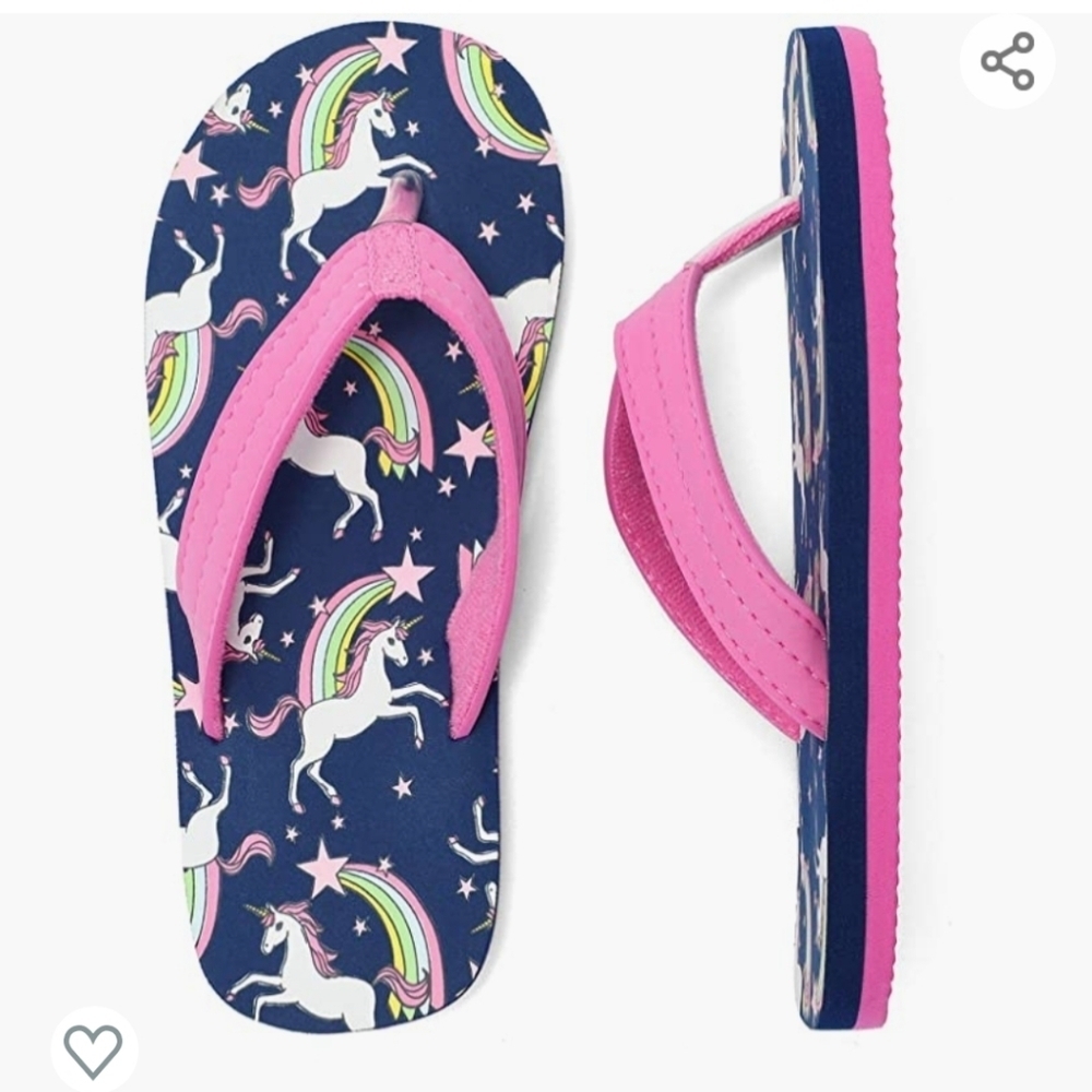 Tombik Navy Unicorn/Rainbow Flip-Flops Size 10-11